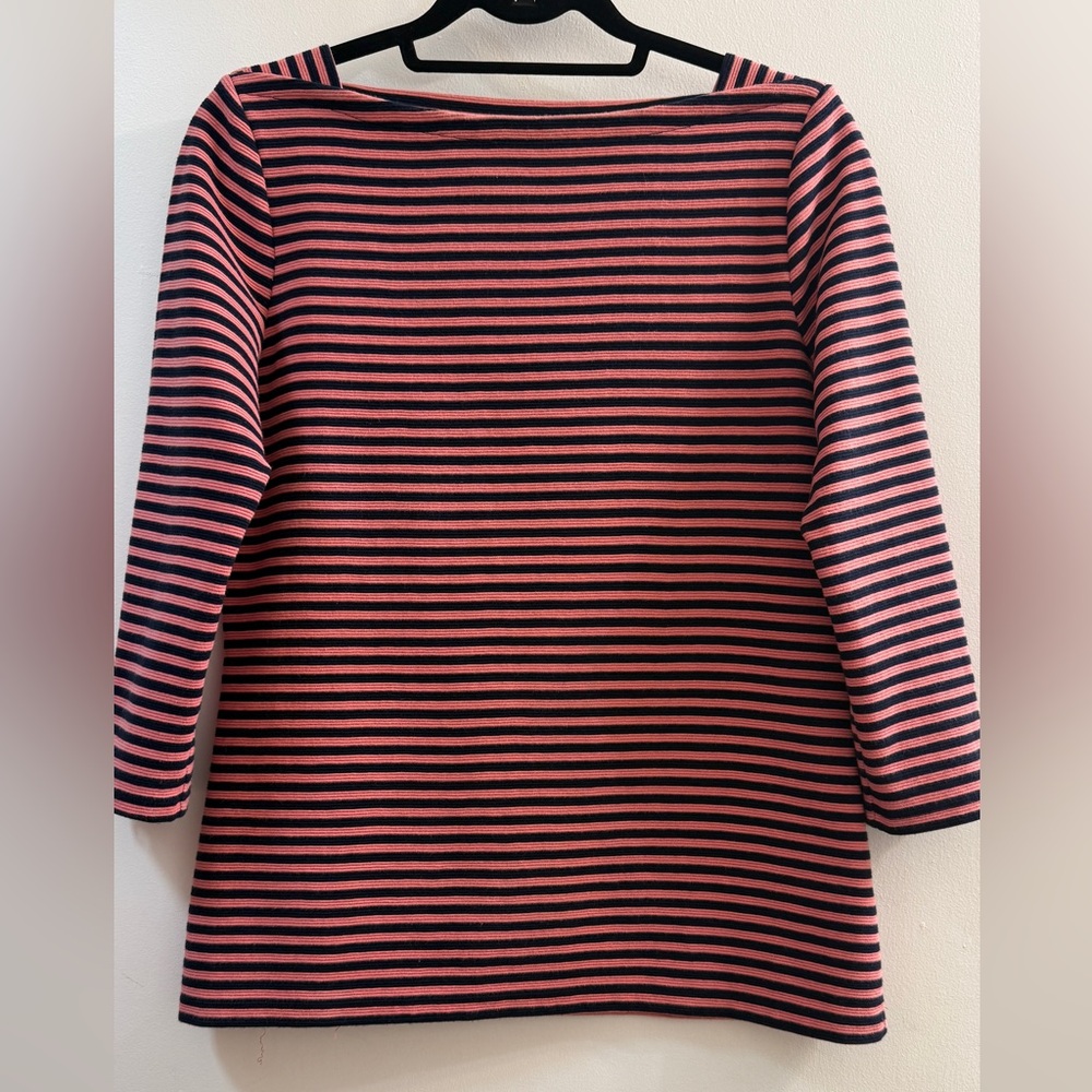 Talbots Striped Boat Neck Top with Sleeve Zippers S - Picture 2 of 9